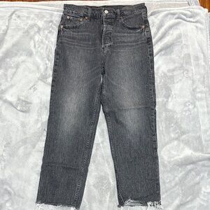 GAP Charcoal CHEEKY STRAIGHT HIGH RISE Cropped Denim women Jeans.